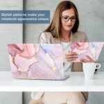 AORTDES Colorful Marble laptop skin decal applied to a silver laptop, showcasing the vibrant marbled pattern.