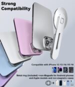 Silver CloudValley magnetic phone holder attached to a laptop screen with a smartphone mounted on it.