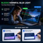 MUBUY-GOL 15.6 inch matte screen protector for laptops, shown applied to a laptop screen, emphasizing eye protection.