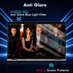 MUBUY-GOL 15.6 inch matte screen protector for laptops, shown applied to a laptop screen, emphasizing eye protection.