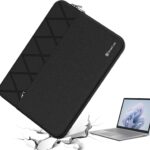 Elite-Black Smatree 13.5 inch laptop sleeve with an accessory pocket, designed for Microsoft Surface Laptops.