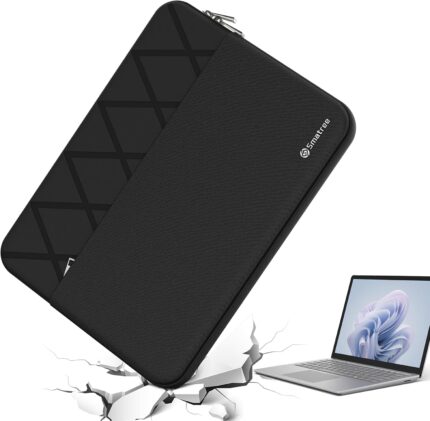 Elite-Black Smatree 13.5 inch laptop sleeve with an accessory pocket, designed for Microsoft Surface Laptops.