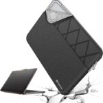 Elite-Black Smatree 16 inch laptop sleeve with a geometric pattern, shown with a detachable accessory pocket.