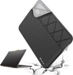 Elite-Black Smatree 16 inch laptop sleeve with a geometric pattern, shown with a detachable accessory pocket.